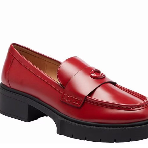 Coach Leah Leather Lug Sole Block Heel Platform Loafers brand new in box - Picture 4 of 8